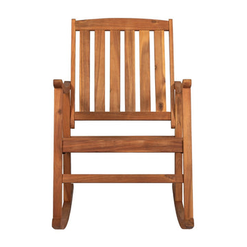 Perry Classic Slat-Back 300-Lbs Support Acacia Wood Patio Outdoor Rocking Chair - JONATHAN Y